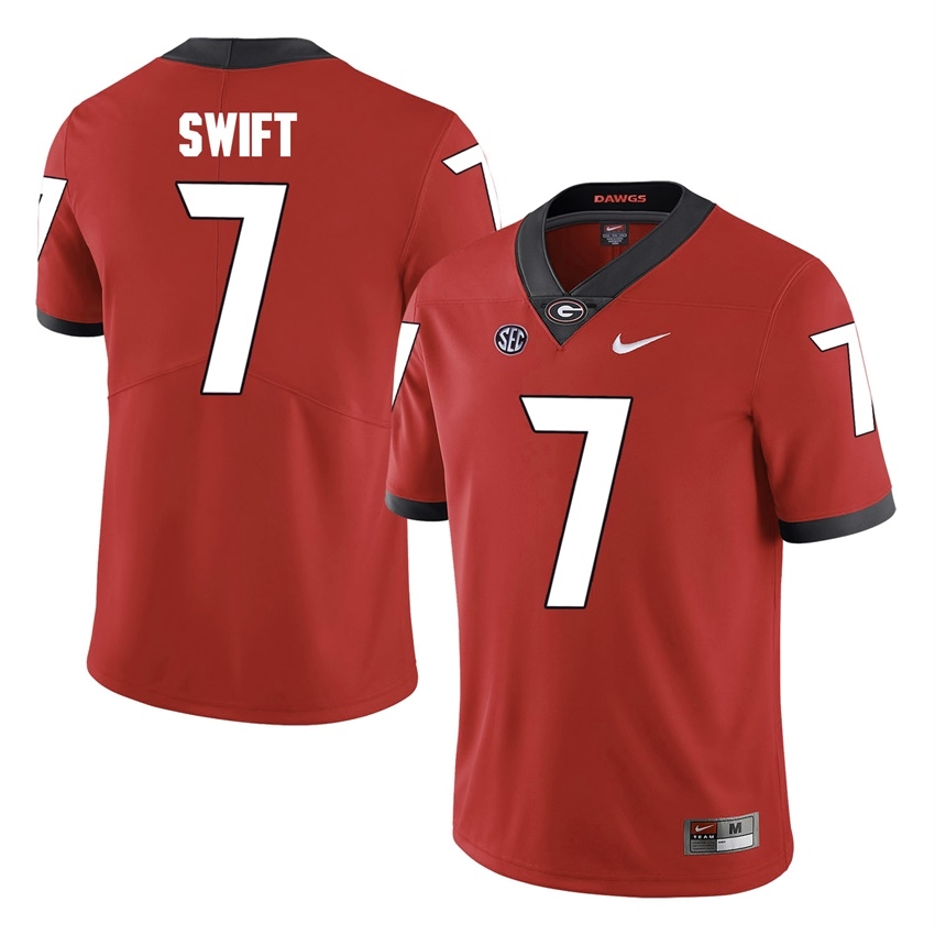 Georgia Bulldogs Men's NCAA D'Andre Swift #7 Red Game College Football Jersey TDT6049GY